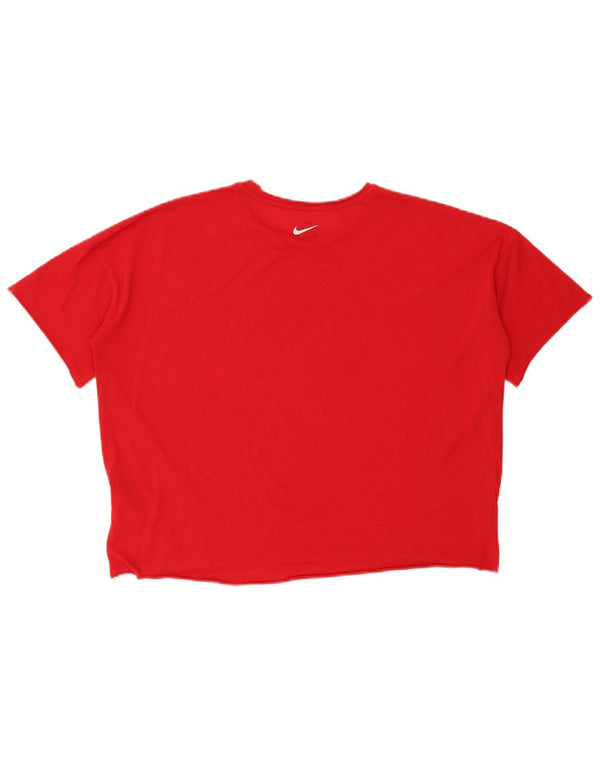 Nike Dri Fit Crop T-shirt graphique surdimensionné pour femme Rouge moyen UK 14