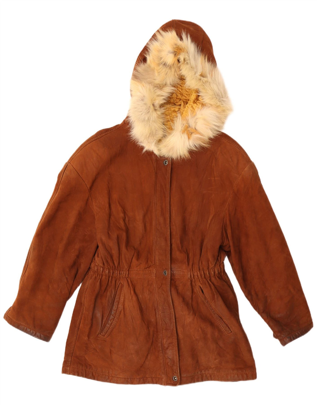 veste parka en daim à capuche femme vintage IT 42 Brun moyen