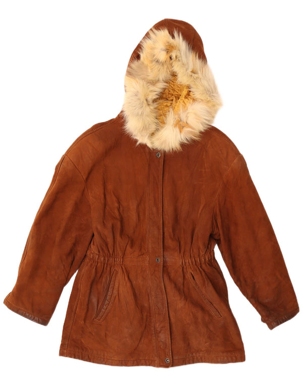 veste parka en daim à capuche femme vintage IT 42 Brun moyen