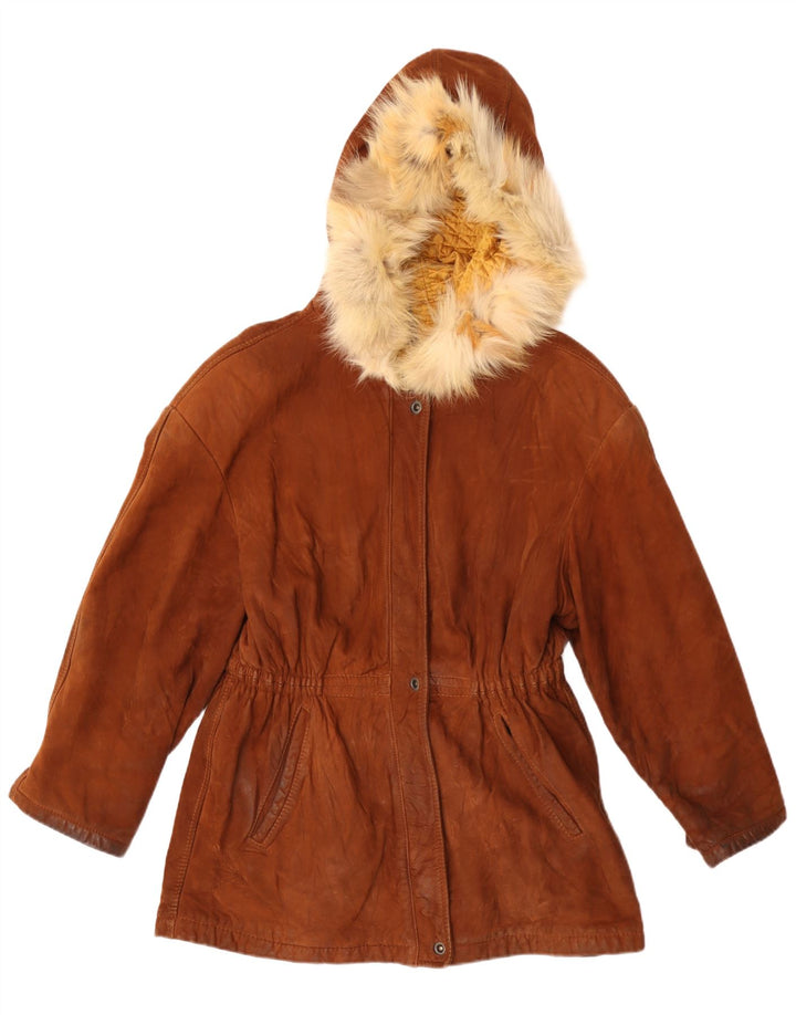 veste parka en daim à capuche femme vintage IT 42 Brun moyen