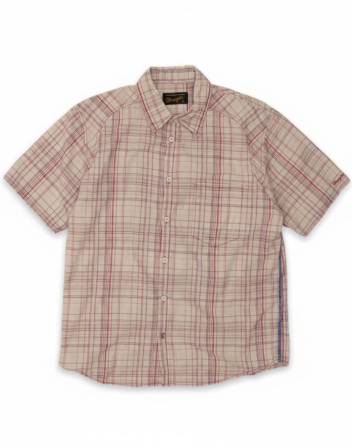 WRANGLER Mens Short Sleeve Shirt XL White Check Cotton Vintage Wrangler and Second-Hand Wrangler from Messina Hembry 