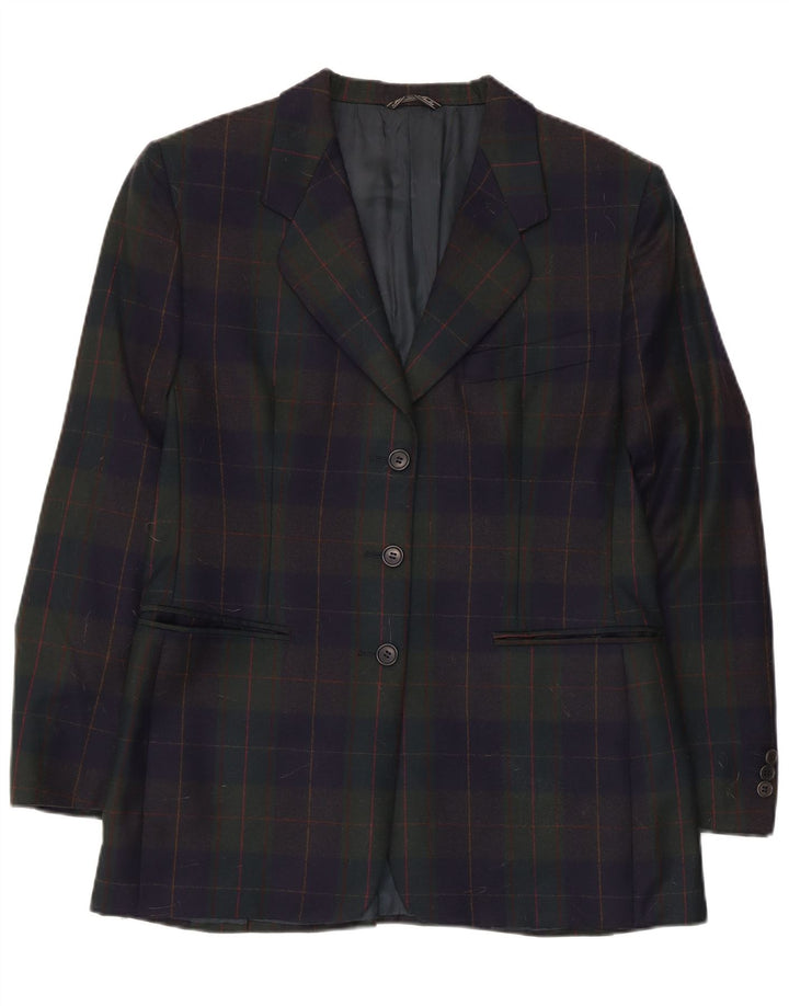 vintage Femme 3 Bouton Blazer Veste UK 14 Moyen Multicolore Check