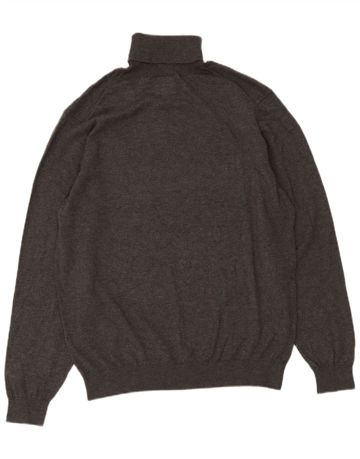 Zara Pull Col Roulé Homme Large Gris Moucheté Viscose