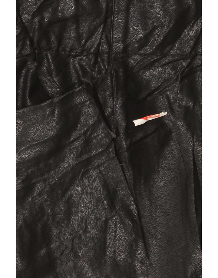 Zara Femme Mini Jupe En Simili Cuir Small W26 Noir Polyuréthane