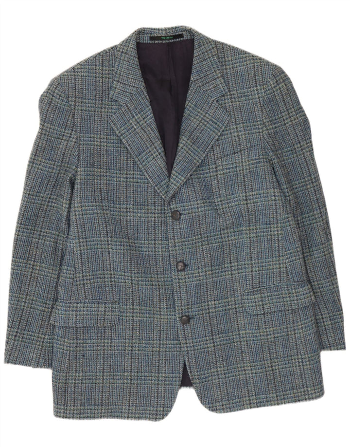 WESTBURY Veste blazer à 3 boutons pour homme UK 54 2XL Bleu Pied-de-poule Laine