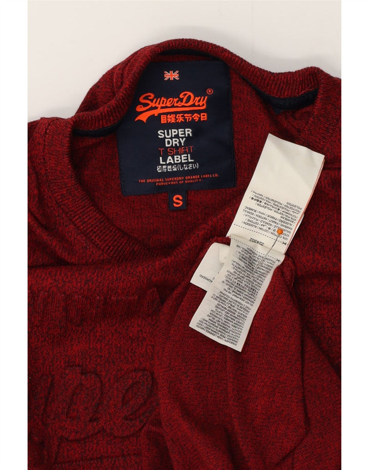 SUPERDRY Homme T-Shirt Graphique Haut Petit Coton Moucheté Bordeaux