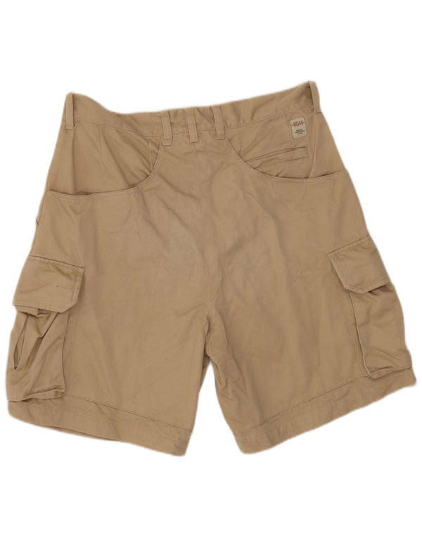 Vintage Mens Regular Cargo Shorts W30 Medium Khaki Cotton
