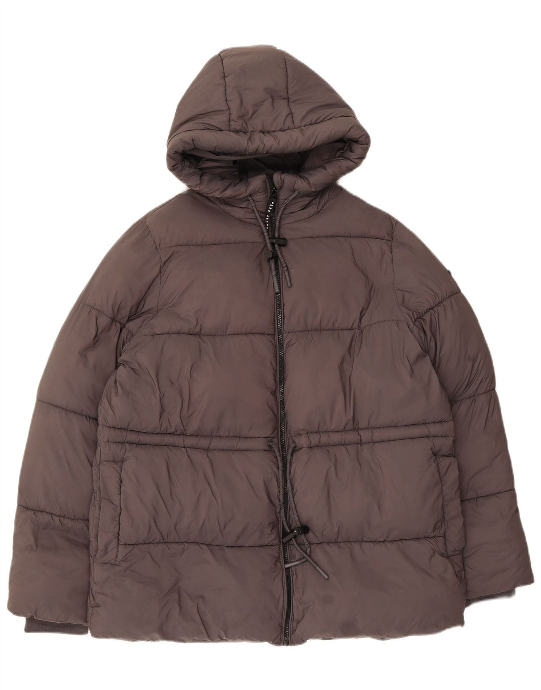 PEPE Jeans Veste matelassée surdimensionnée à capuche pour femme UK 10 Petit Gris Polyester
