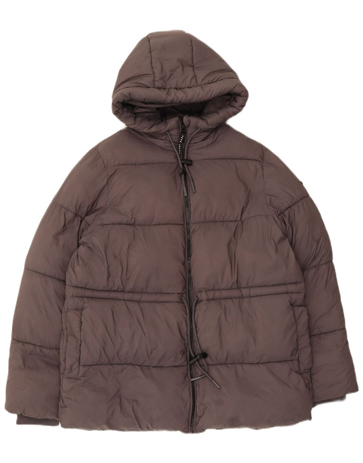 PEPE Jeans Veste matelassée surdimensionnée à capuche pour femme UK 10 Petit Gris Polyester