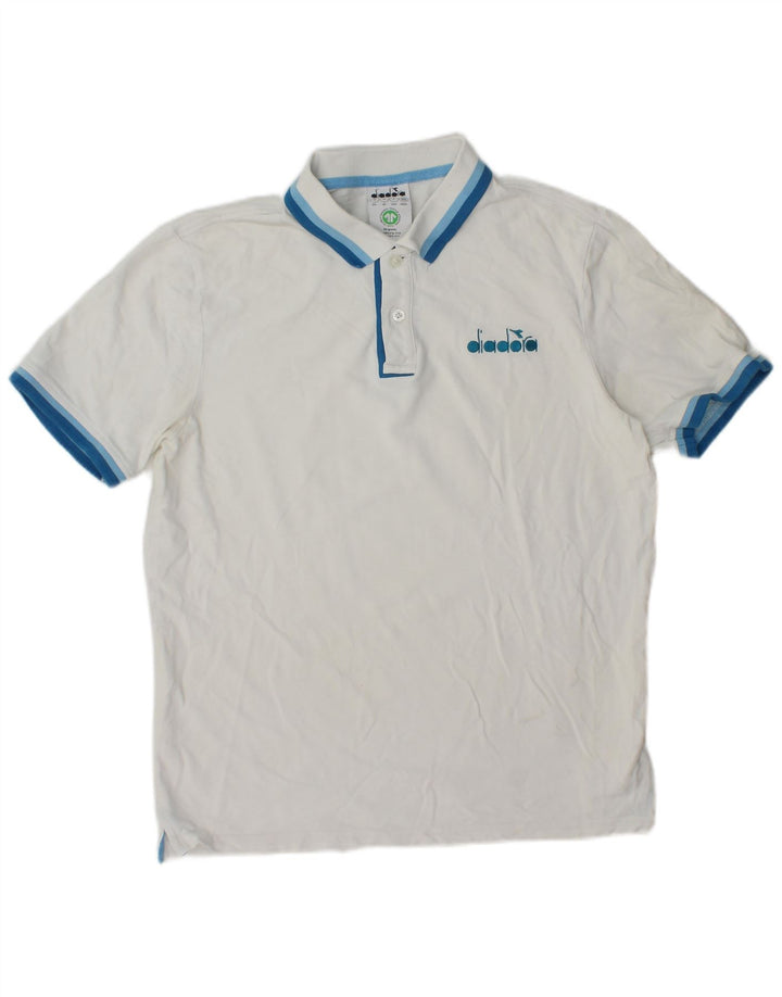 Diadora Polo Homme Coton Rayé Blanc Moyen