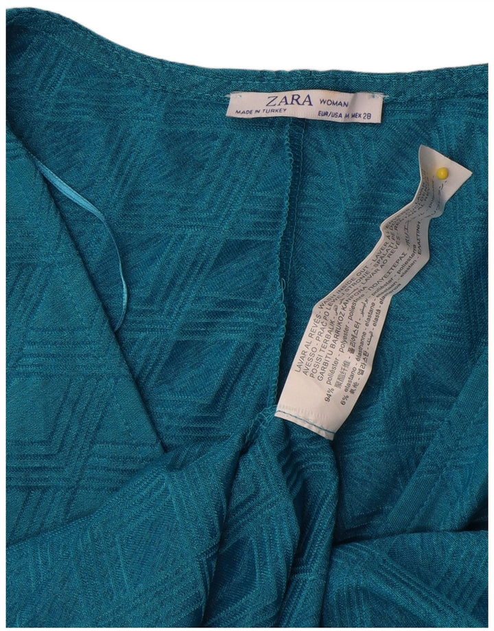 Zara Robe trapèze chauve-souris pour femme UK 12 Bleu moyen en polyester géométrique