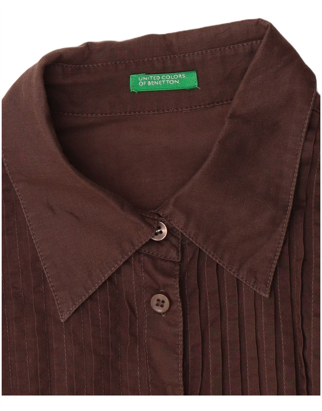 BENETTON Robe chemise à manches courtes pour femme UK 12 Marron moyen