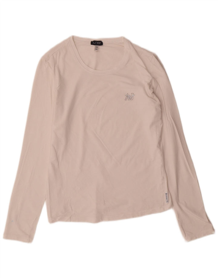 Armani Jeans Haut à manches longues pour femme UK 12 Medium Blanc