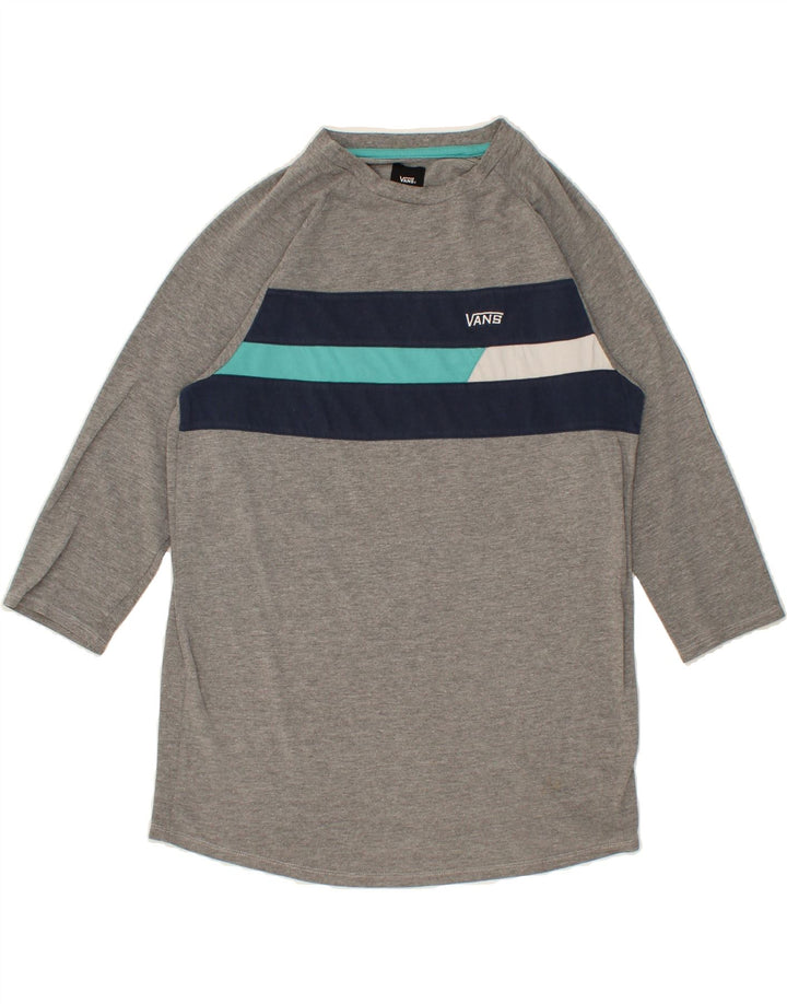 VANS Mens Graphic Top 3/4 Sleeve Small Grey Striped Vintage Vans and Second-Hand Vans from Messina Hembry 