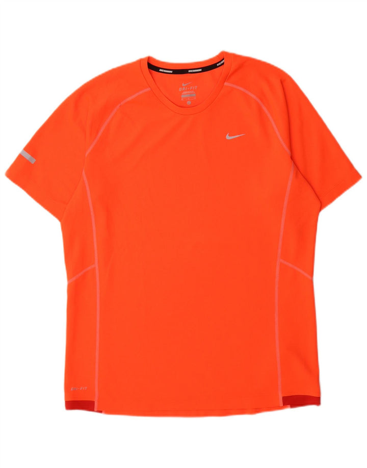 Nike T-shirt Dri Fit pour homme en polyester color block orange moyen