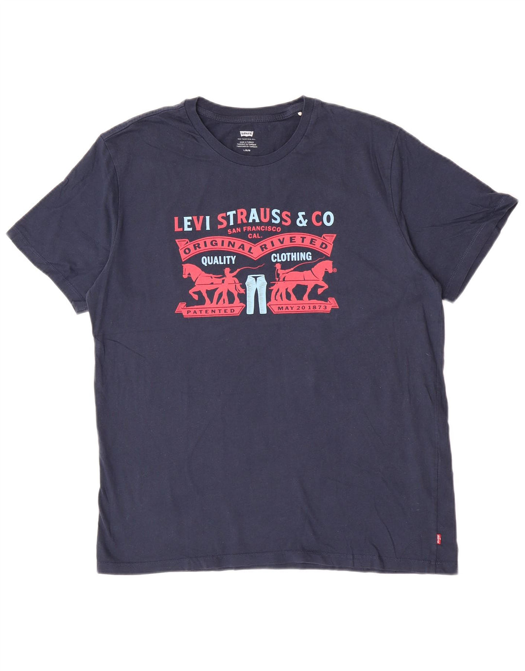 Levi's T-Shirt Graphique Homme Bleu Marine Large Coton