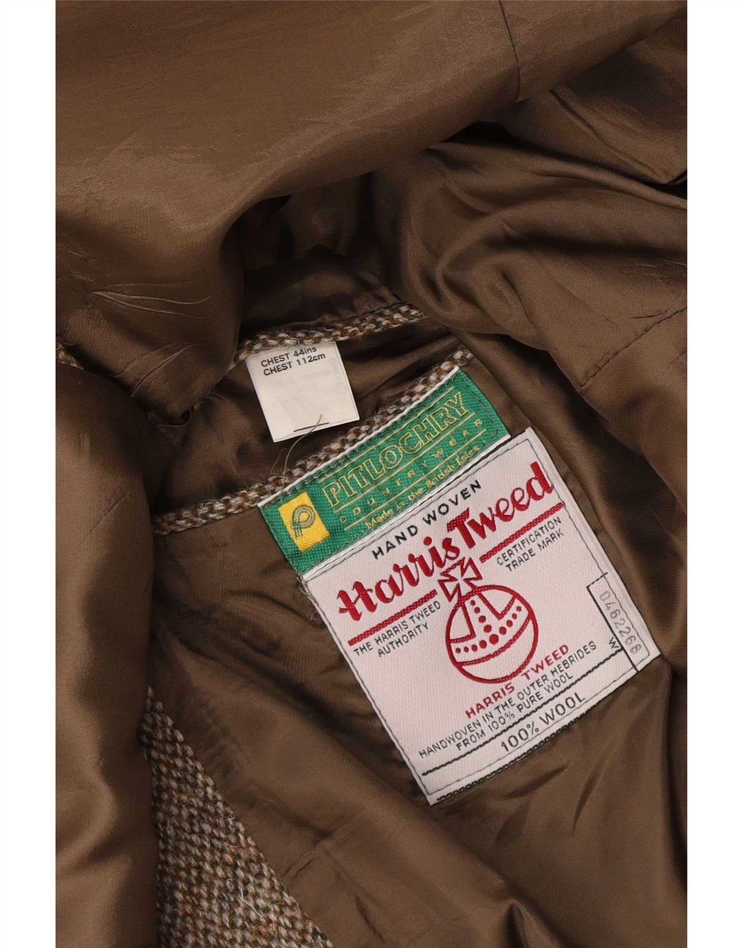 Harris Tweed Veste blazer à 2 boutons pour homme UK 44 XL en laine marron