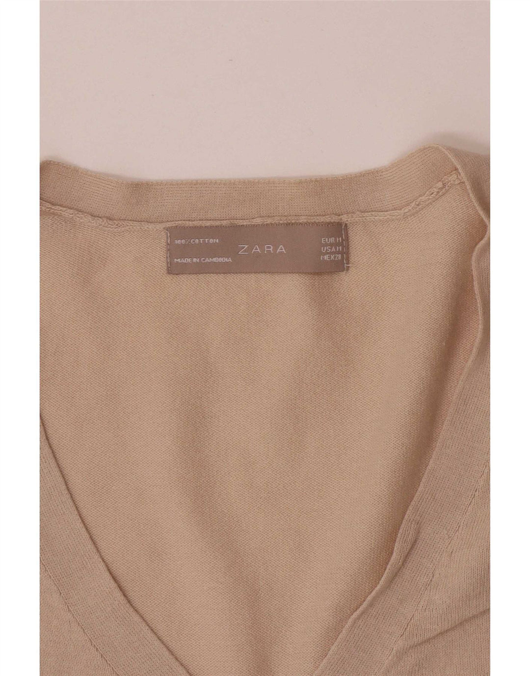Zara Cardigan Femme Pull UK 12 Coton Beige Moyen