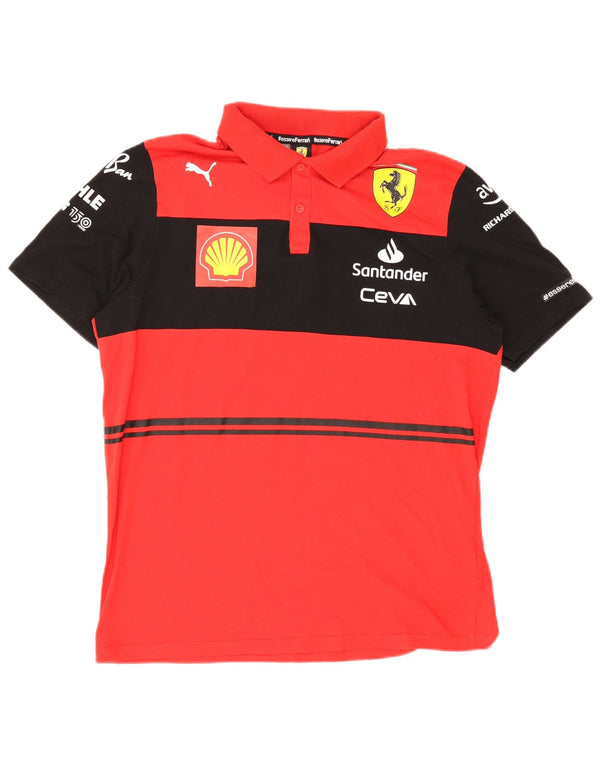 Puma Polo Graphique Ferrari Homme Rouge Large Coton Colorblock