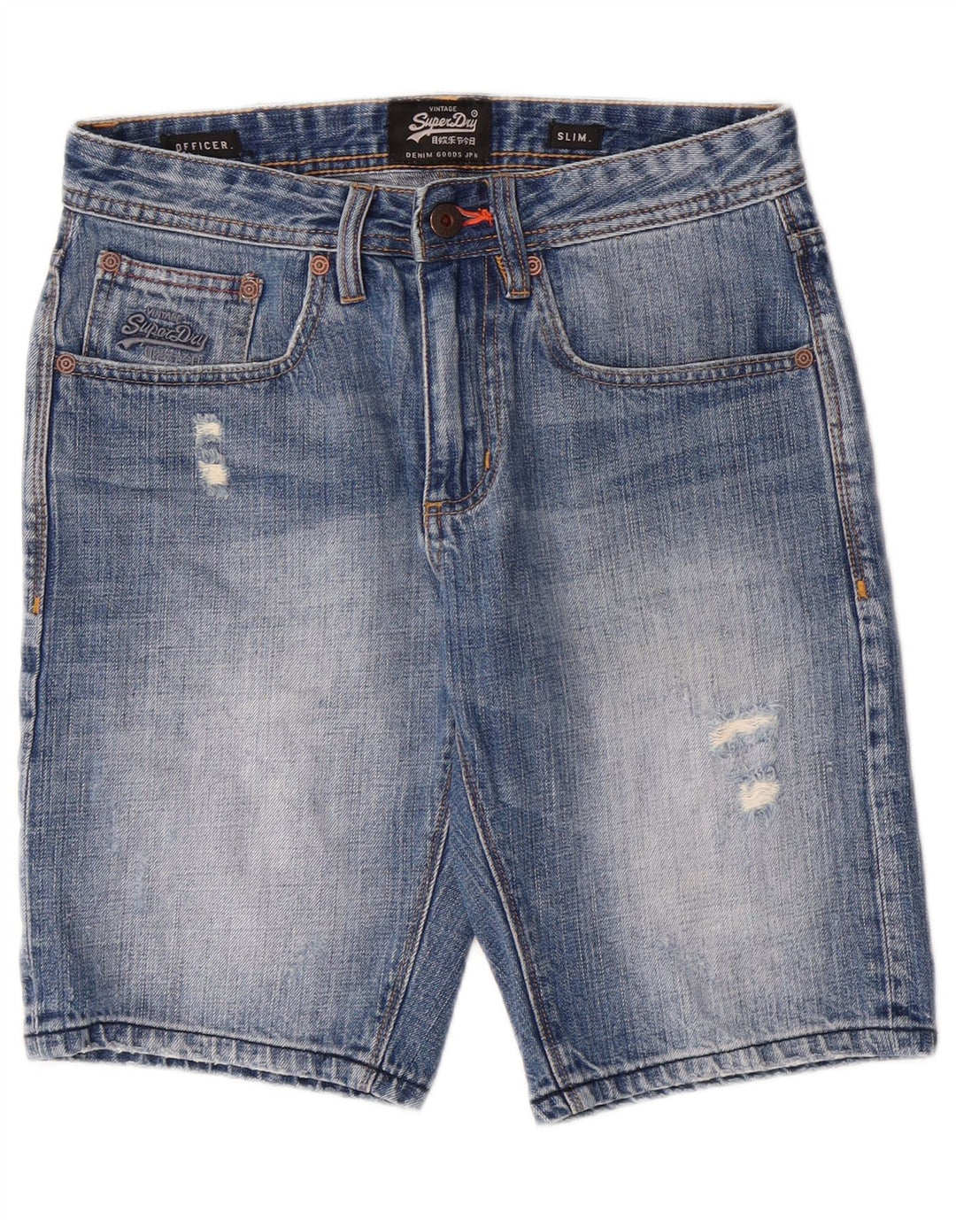 SUPERDRY Short en jean slim effet vieilli W28 bleu moyen en coton pour homme