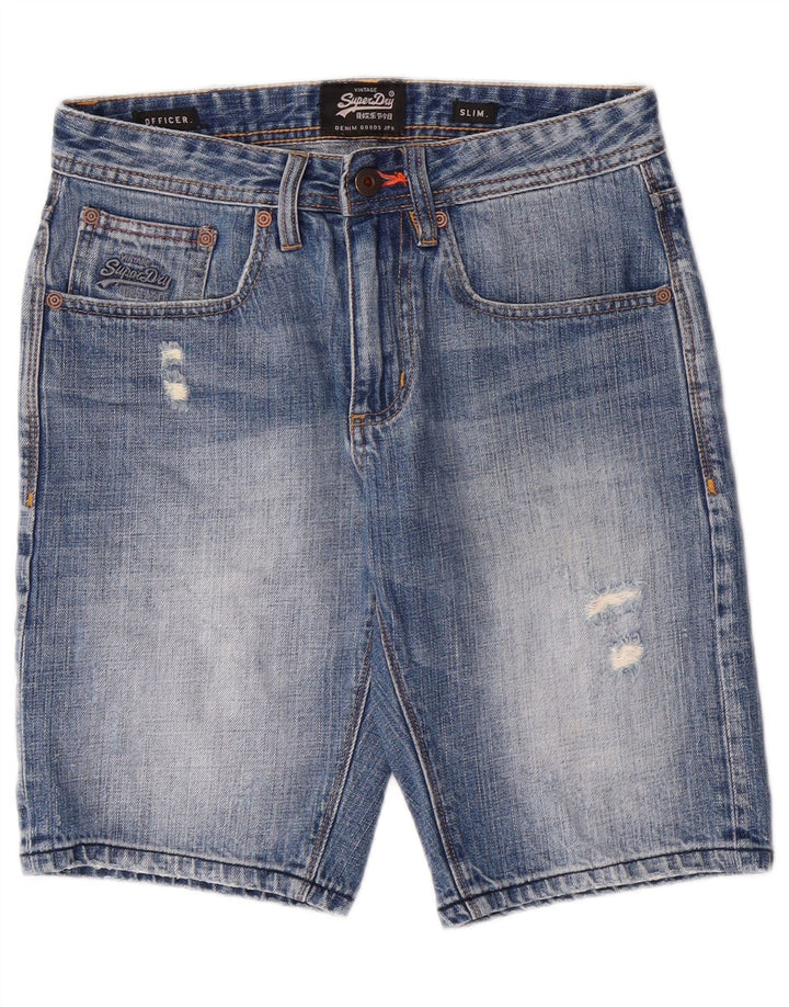 SUPERDRY Short en jean slim effet vieilli W28 bleu moyen en coton pour homme