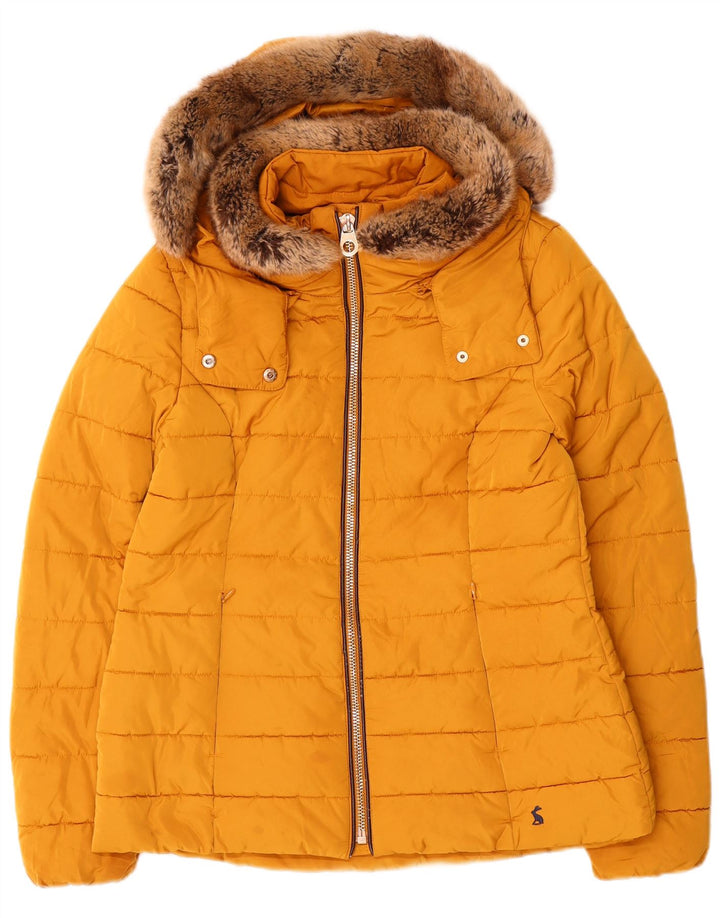 Joules Veste matelassée à capuche pour femme UK 12 Jaune moyen Polyester
