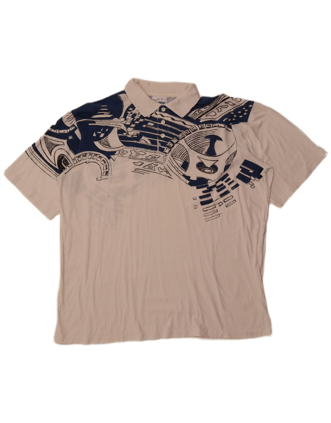 SHAMP Polo graphique homme EU 48 coton géométrique blanc moyen