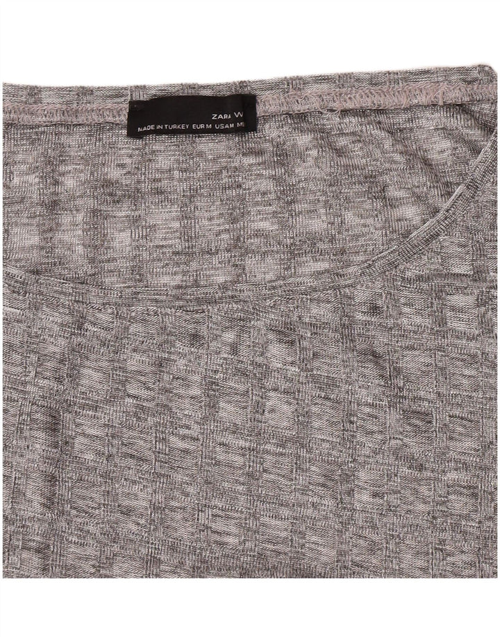 Zara Femme Top Manches Longues UK 12 Gris Moyen