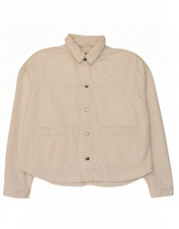 Zara Veste en jean surdimensionnée pour femme UK 10 Petit coton blanc