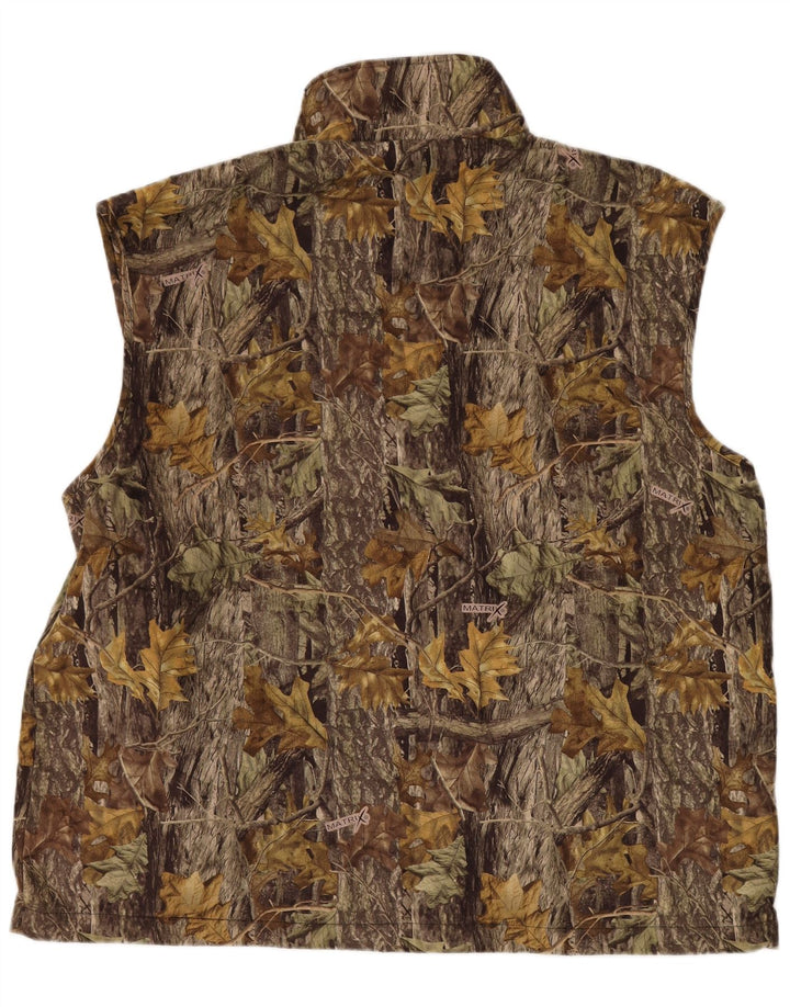 VINTAGE Gilet à motif abstrait pour hommes UK 44 2XL Marron Colorblock Polyester