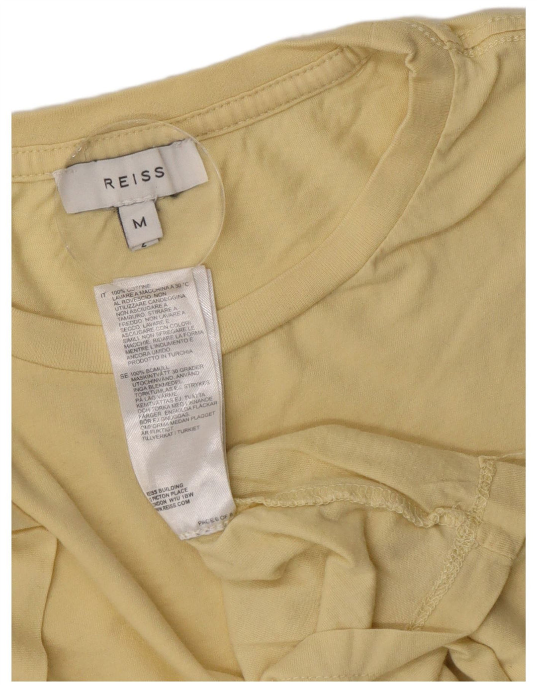 Reiss T-Shirt Top Jaune Moyen Coton Homme