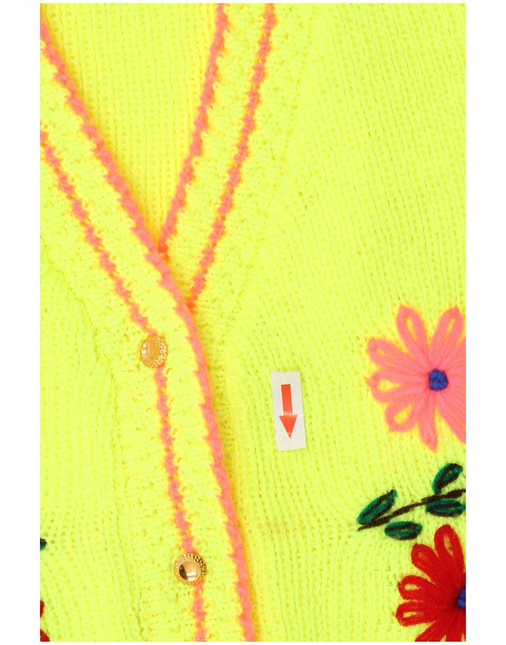 vintage Femme Cardigan Pull UK 14 Moyen Vert Floral