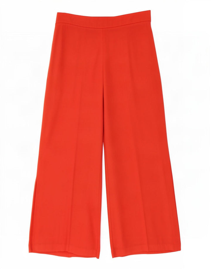 Zara Pantalon Capri Jambe Large Femme Moyen W28 L22 Orange Polyester