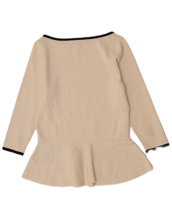 Ralph Lauren Chemisier à manches 3/4 pour femme UK 14 Large Viscose blanc cassé