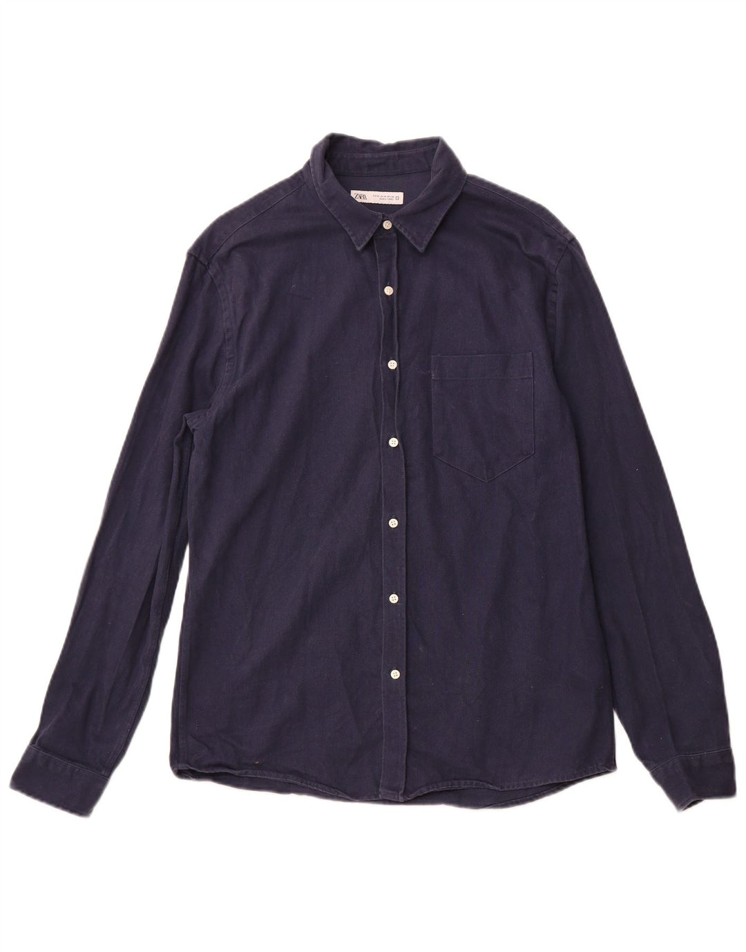 ZARA Chemise Flanelle Homme Bleu Marine Moyen Coton