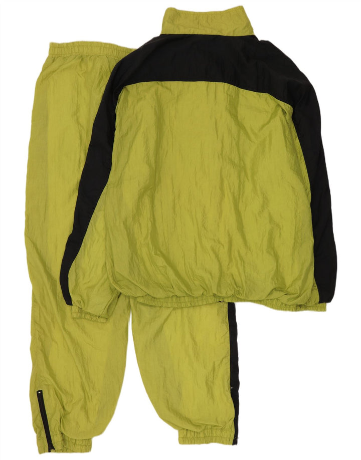 vintage Mens Full Survêtement XL Jaune Colourblock Nylon