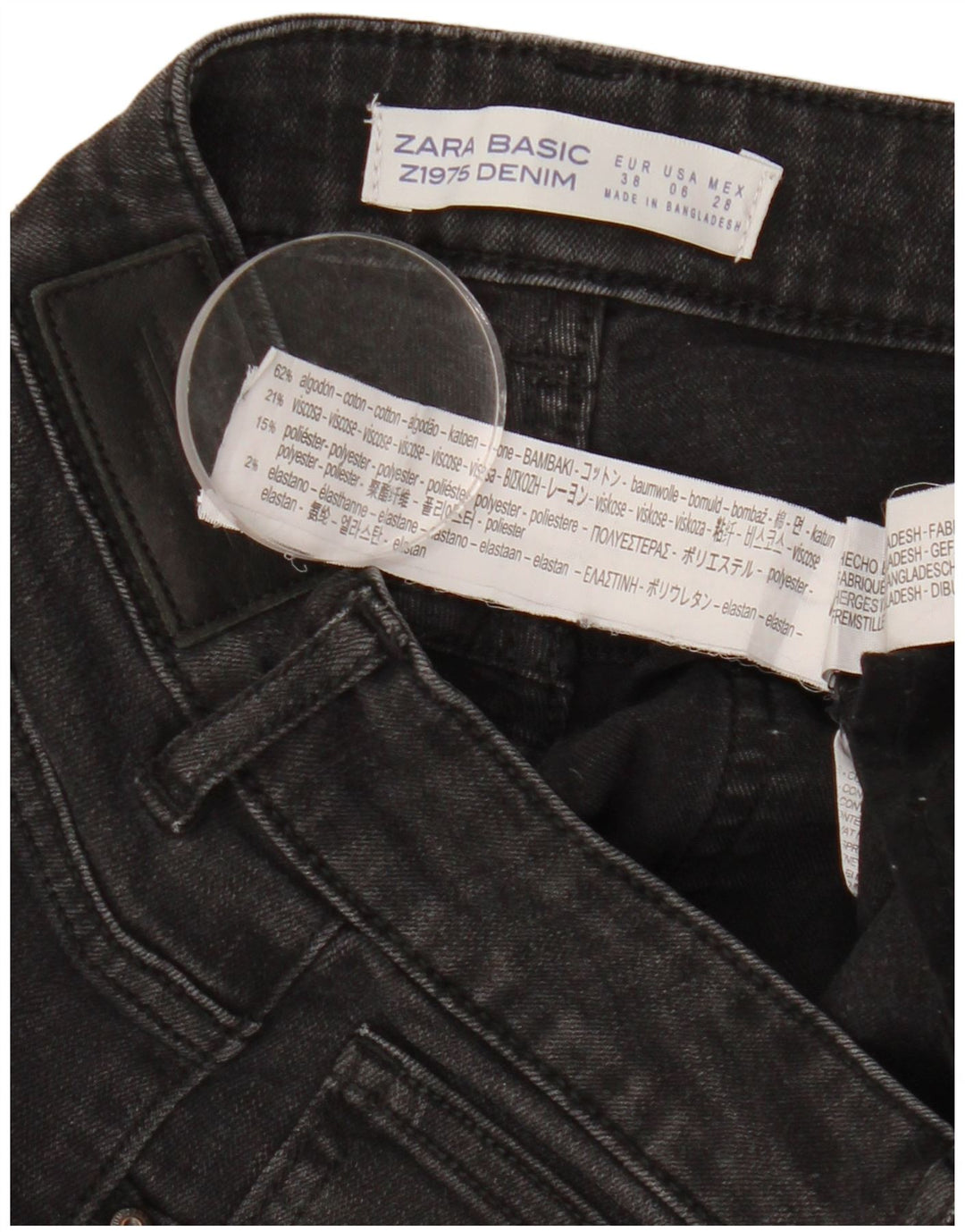 Jean skinny ZARA femme EU 38 petit W28 L26 coton noir