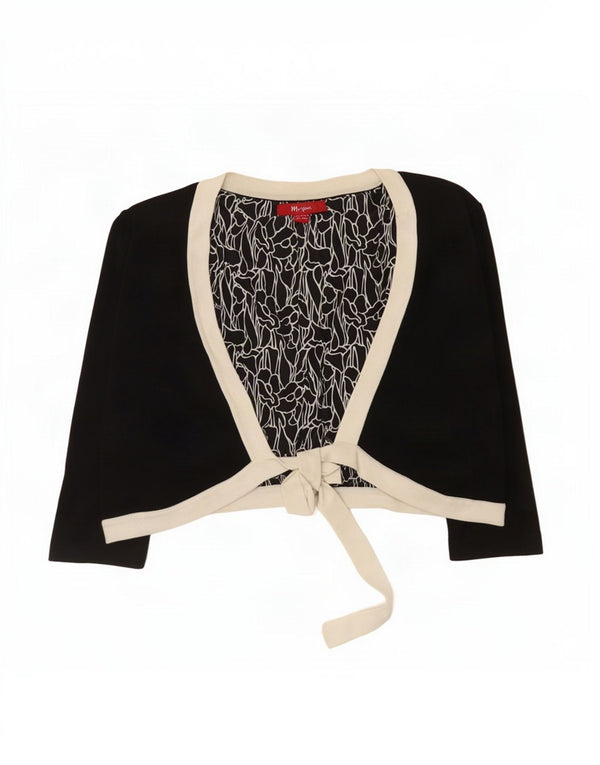 Monsoon Cardigan court à manches 3/4 pour femme UK 14 Large Noir Colorblock