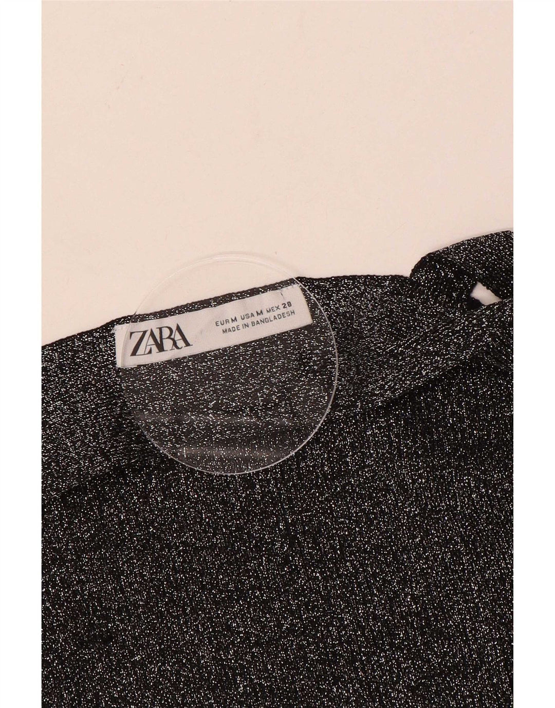 Zara Womens Crop Halter Top UK 12 Moyen Noir Moucheté