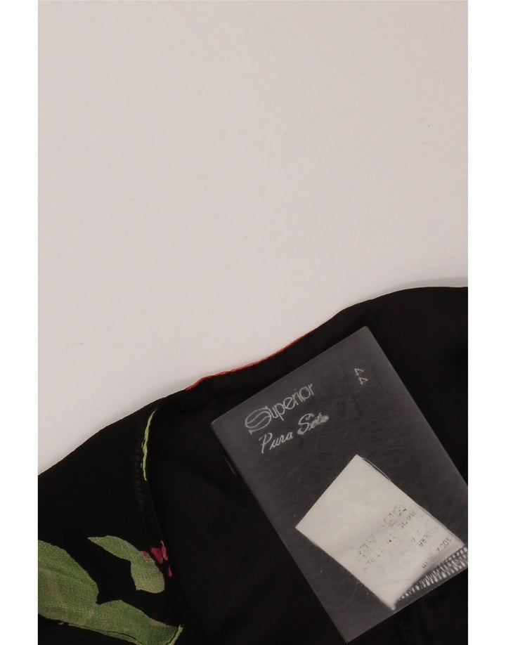 SUPERIOR Robe Slip Femme IT 44 Soie Florale Noir Moyen