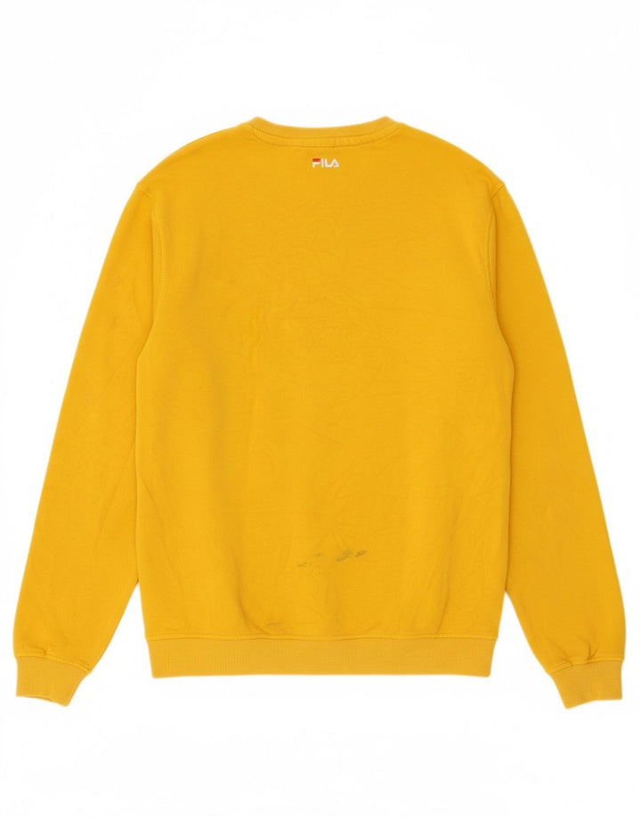FILA Mens Graphic Sweatshirt Jumper Small Yellow
