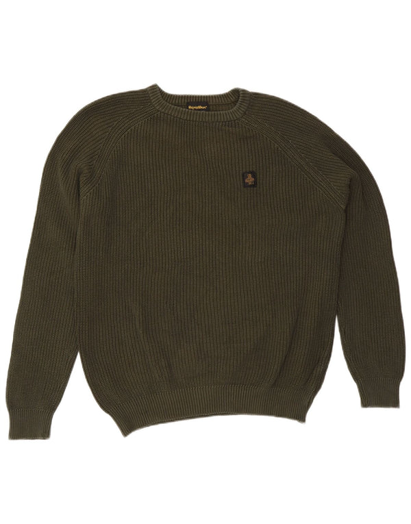 Refrigiwear Pull à col rond pour homme 2XL en coton kaki
