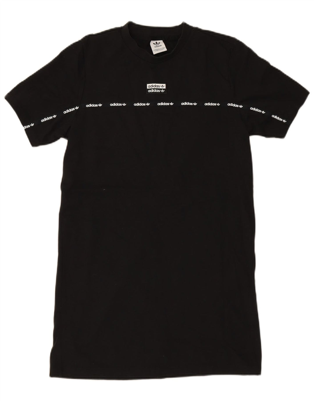 ADIDAS Robe t-shirt graphique pour femme UK 12 Coton noir moyen