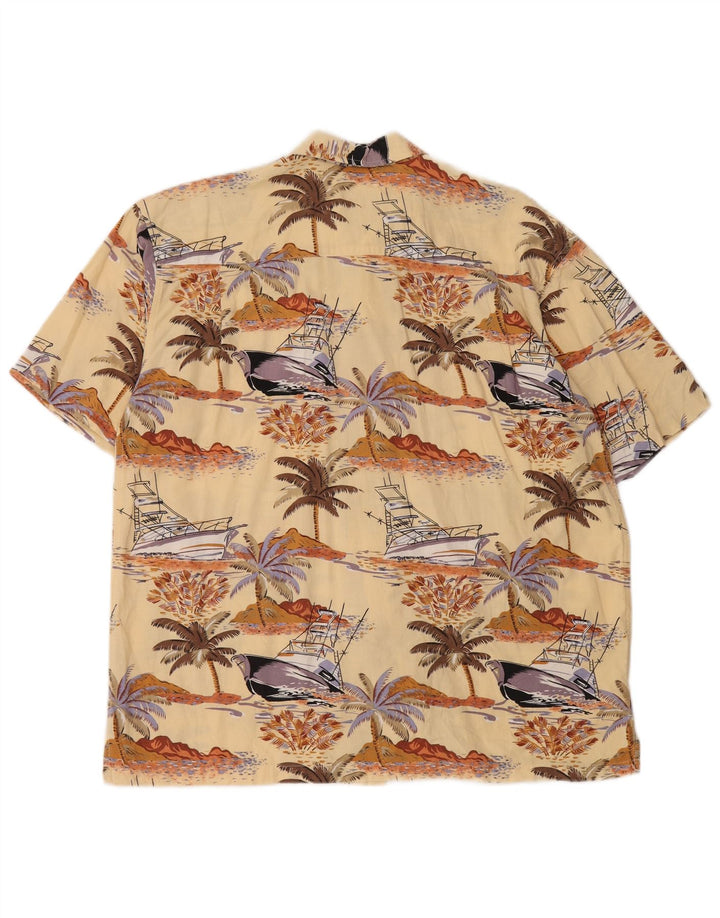 NEWPORT Chemise à manches courtes pour homme à motif abstrait jaune moyen hawaïen