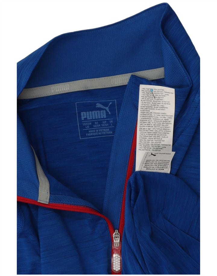 Puma Haut à col zippé à manches longues pour homme en polyester moucheté bleu moyen