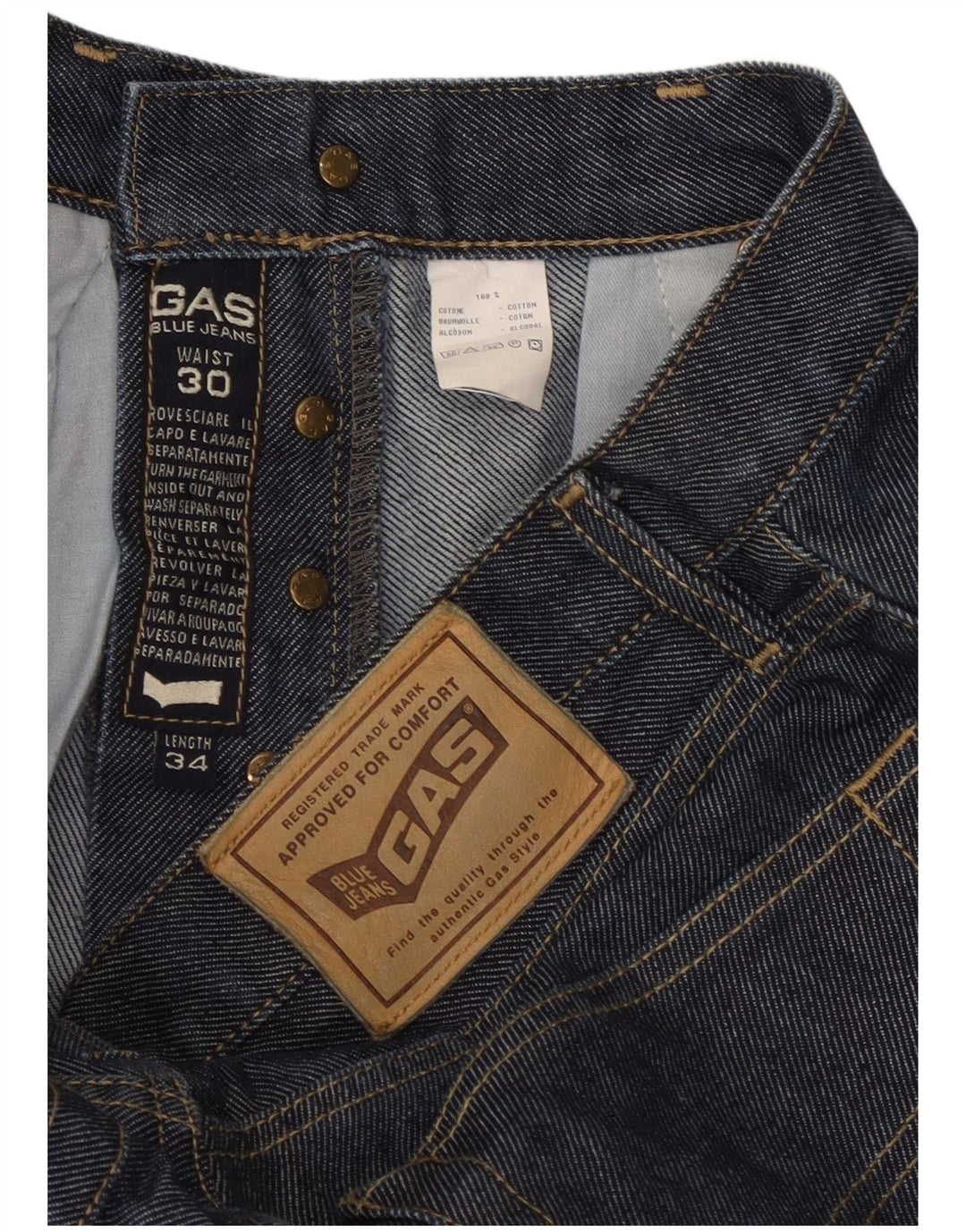 Gas Jean droit homme W30 L30 bleu marine coton classique