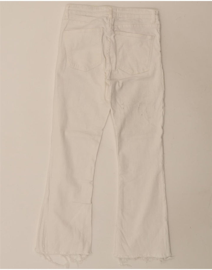 Zara Jean court bootcut pour femme EU 38 Petit W28 L26 Coton blanc