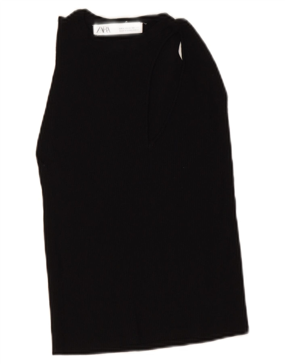 Zara Womens Crop Débardeur UK 12 Moyen Noir