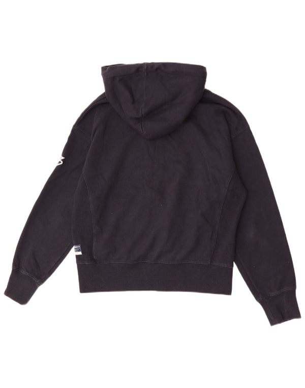 Superdry Pull à capuche zippé pour femme UK 12 Bleu marine moyen Coton