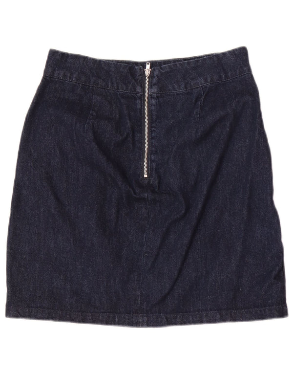 Warehouse Jupe en jean pour femme UK 10 Small W28 Bleu floral en coton
